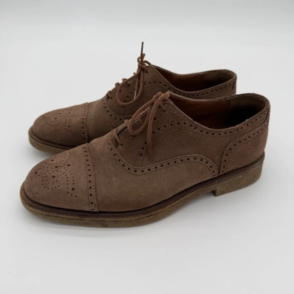 Tosi Thirtyfive Oxford Dress Shoes Brown Suede Men's Size 8 Made In Italy